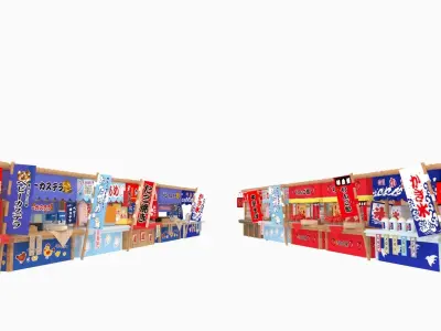 Japan night market Venders 3D model