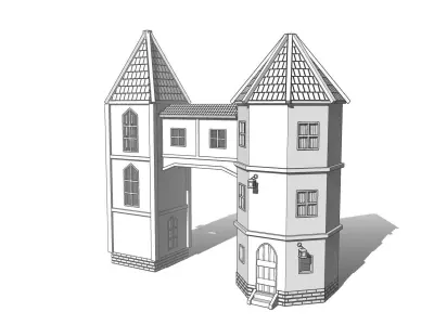  Fantasy double tower Torre doble de fantasia Low-poly 3D model