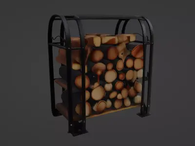 Compact Outdoor Firewood Rack with Tool Shelf 3D model