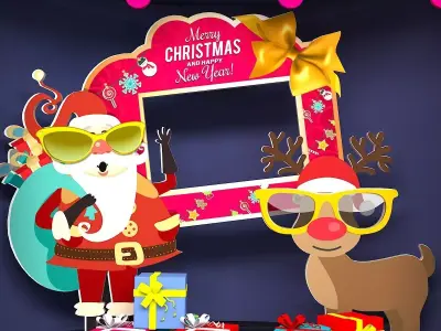 Merry Christmas and Happy New Year Background Scene Set 3D model