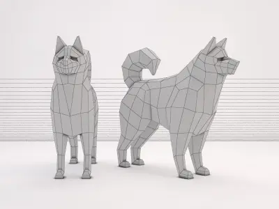ORIGAMI---Dog dog Free low-poly 3D model