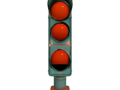 Rusty Vintage Traffic Light Prop Low-poly 3D model