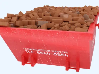 Industrial Container with bricks 3 3D model