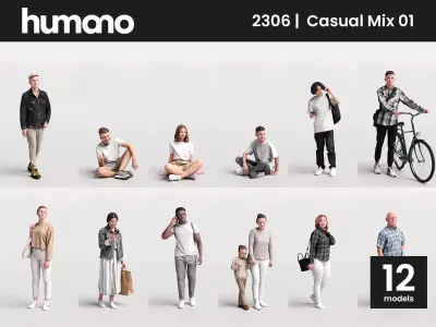 Humano 12 - Collection 2306 - CASUAL PEOPLE MIX -12 x 3D models  3D model