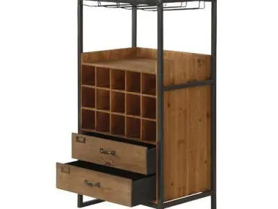 Brown Finley Bottle Wine Cabinet 3D model