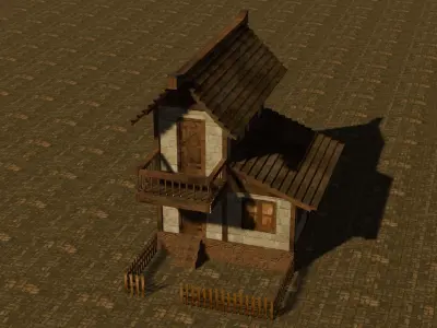 Medieval house nine 14 Low-poly 3D model