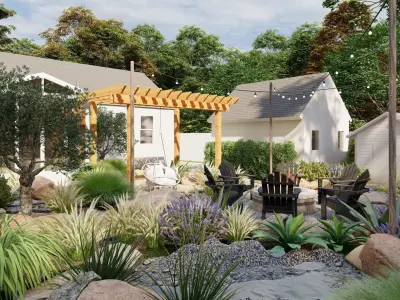 3D Exterior Scene 3D model design garden and landscape 3D model 33