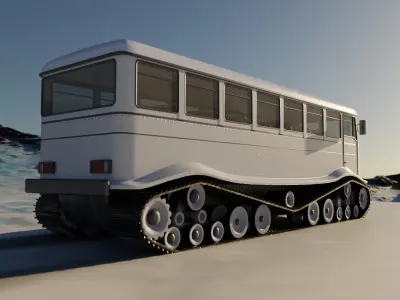 Snowcat bus Low-poly 3D model