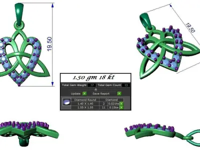 Heart Love valentine Light wt Pendant Earrings Set 3dm stl obj 3D print model