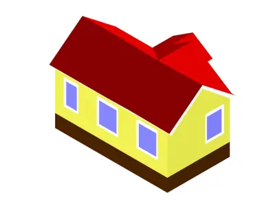 Isometric Modern Lowpoly House Residential Building Low-poly 3D model