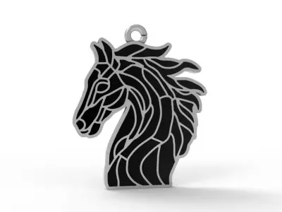 Horse Head Enamel Pendant 3D print model