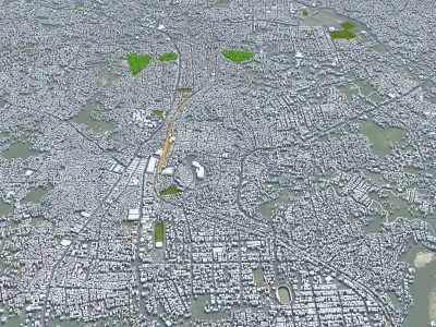 Bandar Lampung Indonesia 25km AI Low-poly 3D model