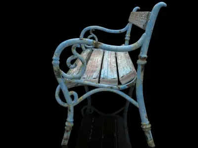 Realistic Old Textured Bench 3D model