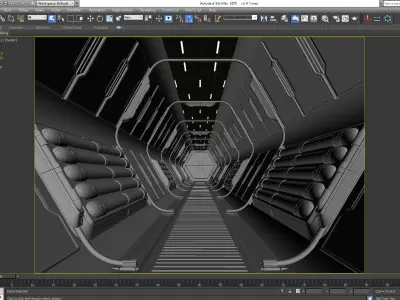 SCI FI INTERIOR SCENE SPACE SHIP CORRIDOR Low-poly 3D model