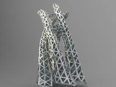 Glass pyramid Elite Tower Complex kitbash 3D model