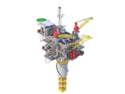  Offshore Oil Platform with Tanker Ship 