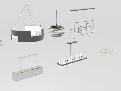 Chandelier Collection pendant light with spiral design 3D model