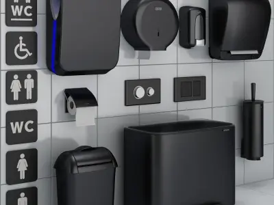 Bathroom accessories set 72 black  3D model