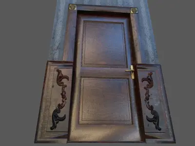 Old Wood Door Paper Low-poly 3D model