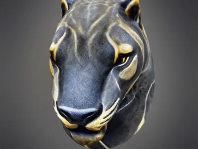 Marble Panther Face Bust 3D print model