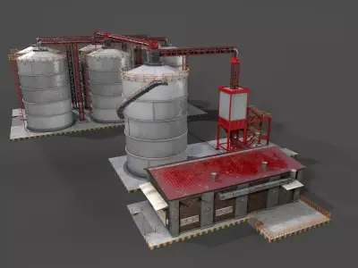 Huge Refinery Low-poly 3D model