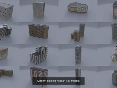 Modern building kitBash 3D Model Pack