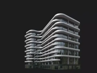 Waveform Residences Low-poly 3D model