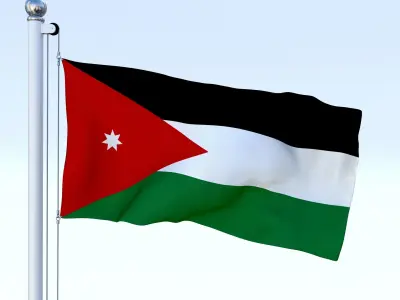 Animated Jordan Flag Low-poly 3D model