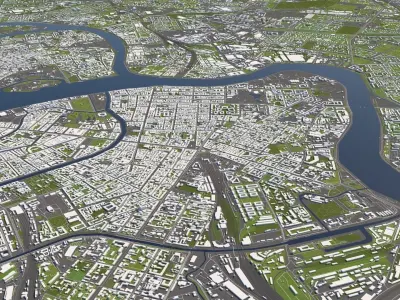 Saint Petersburg Russia 50x50km 3D City Map 3D model