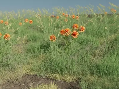 growing grass animation 3D model