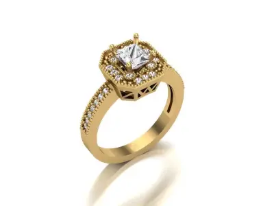 Regal Radiance The Princess Cut Diamond Double Halo Ring 3D print model