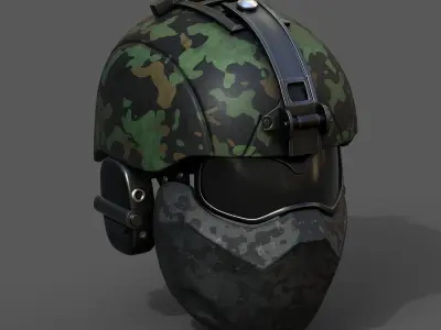 Helmet scifi military combat 3d futuristic technology  Low-poly 3D model