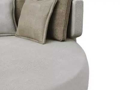 Modern Round Lounge Sofa with Cushions 3D model