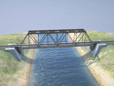 RW Bridge Vologda-II mono ferma Low-poly 3D model