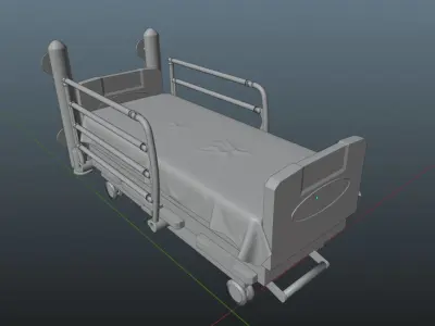 Hospital Bed High and Low Poly Low-poly 3D model