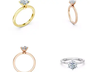 Classic Prong Solitaire Ring CAD Model Editable Rhino 3DM 3D print model