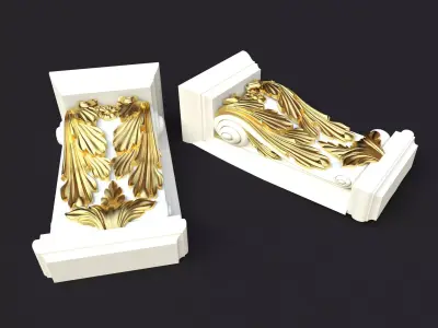 pilaster pair of gold ornaments 3D model