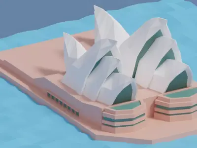 Cartoon Sydney Opera House Low-poly 3D model