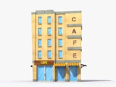 Cartoon Building x30 Low-poly 3D model