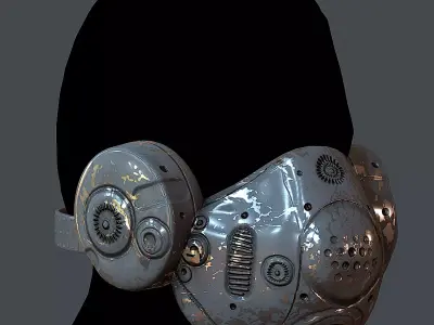 Gas mask helmet 3d model scifi Low-poly Low-poly 3D model 18
