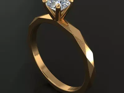 Low Poly Flat Facet Engagement Ring 3D print model
