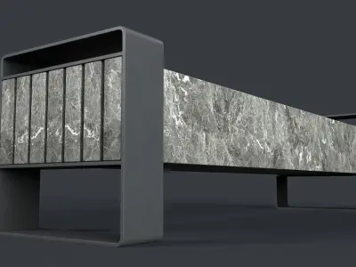 Modern Outdoor Bench 72 PBR Game Ready Low-poly 3D model