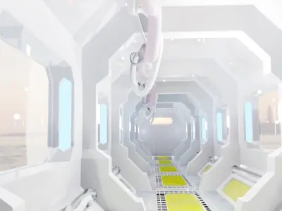 Modular 3D model Futuristic Sci Fi Corridor 3D model