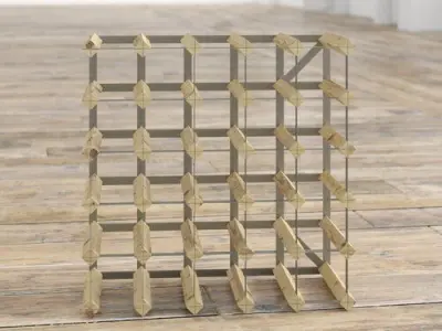 Natural Pine Galvanised Steel Candace Wine Rack 3D model