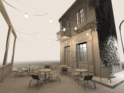 High poly cafe Paullete 3D model