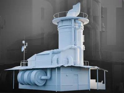 Rusty Sci-Fi Building Low-poly 3D model