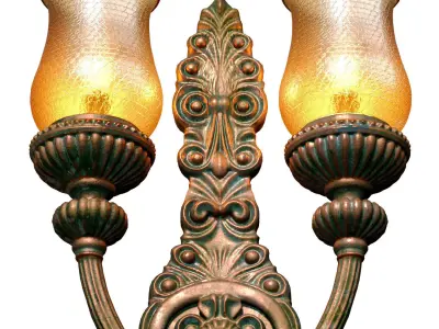 Copper Classic Wall Lamp Sconce Light with Murano Glass 3D model