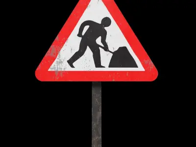 Men at work Roadsign Low-poly 3D model