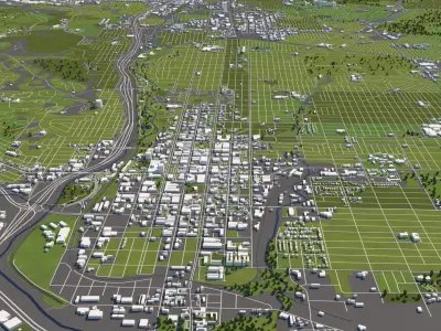 Colorado Springs 50x50km 3D City Map 3D model