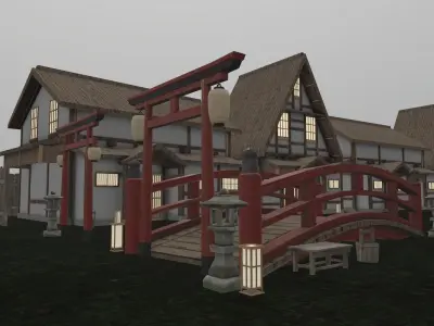 Japanese Architecture Low-poly 3D model